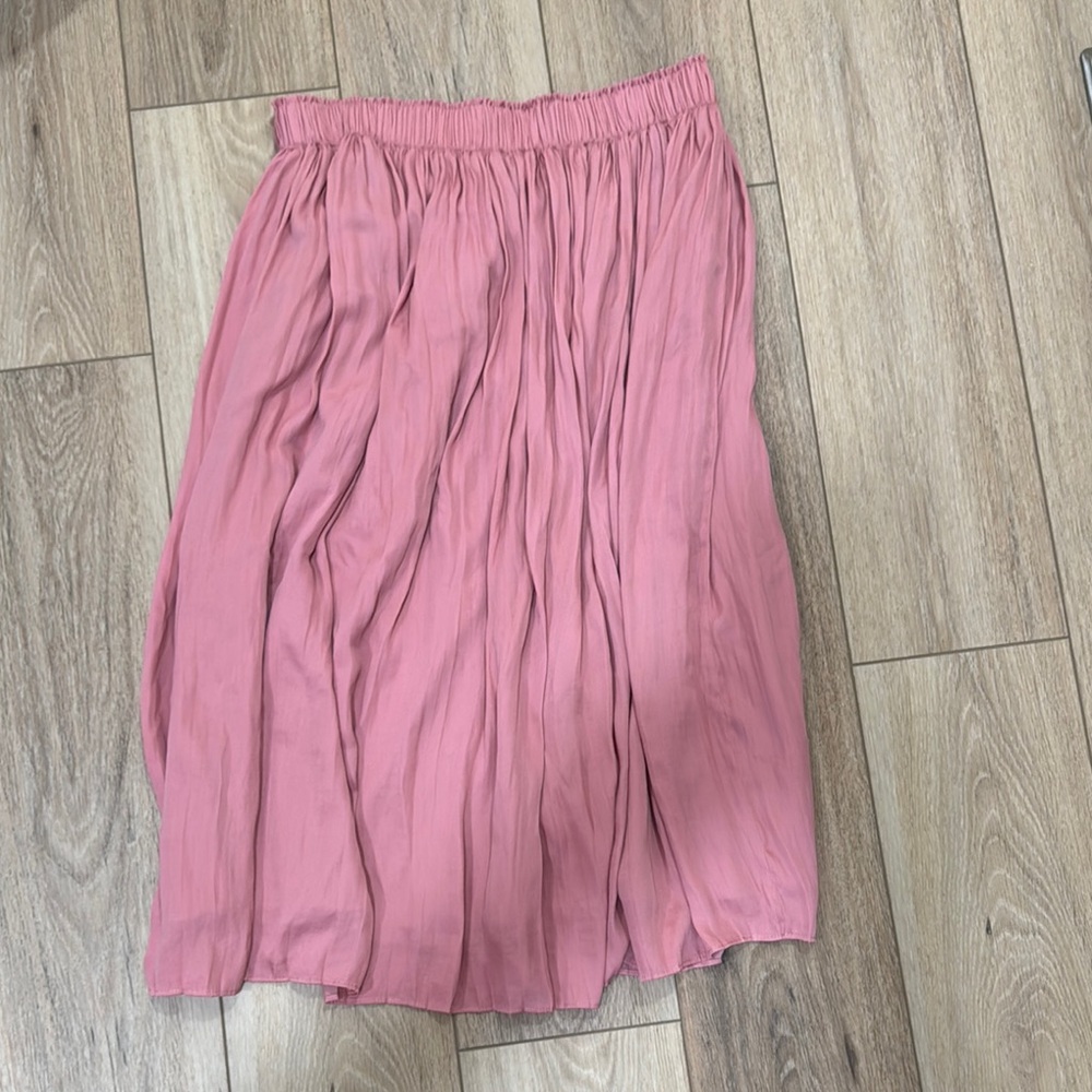 GAP Pink Bubble Midi Skirt Pleated Casual